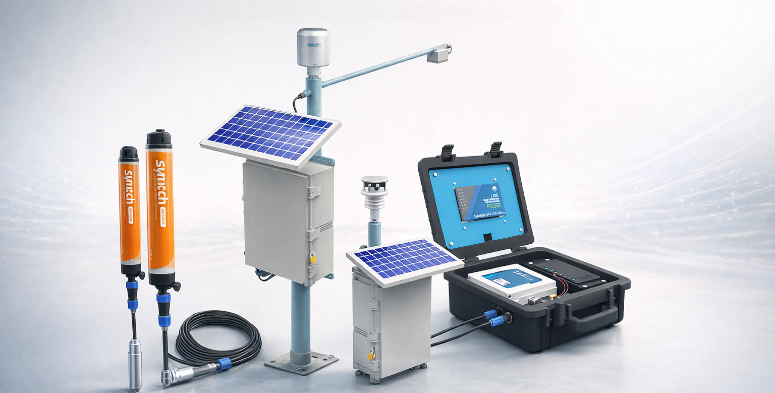 Illustration of monitoring devices, sensors and a portable logger